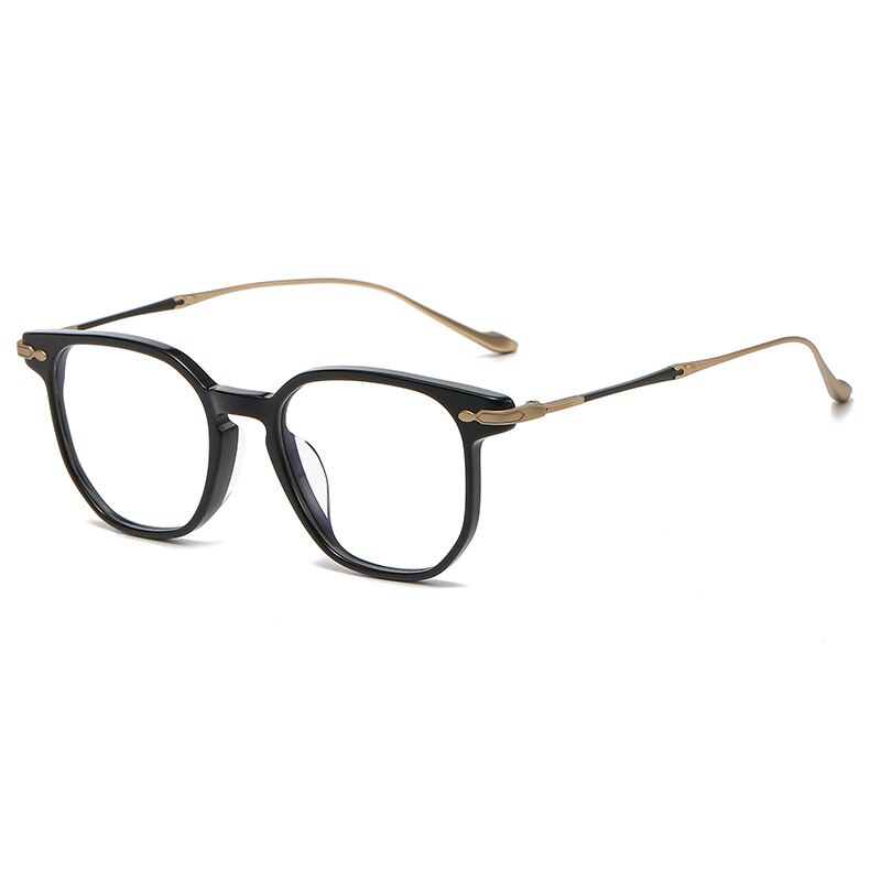 Gatenac Unisex Full Rim Irregular Square Acetate Titanium Eyeglasses Gxyj992 Full Rim Gatenac