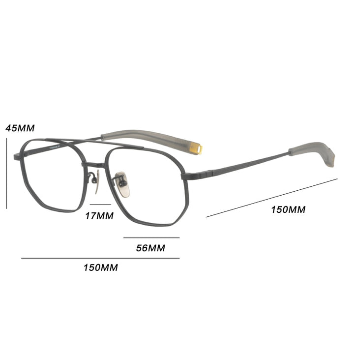 Gatenac Unisex Full Rim Round Square Double Bridge Titanium Eyeglasses Gxyj900 Full Rim Gatenac