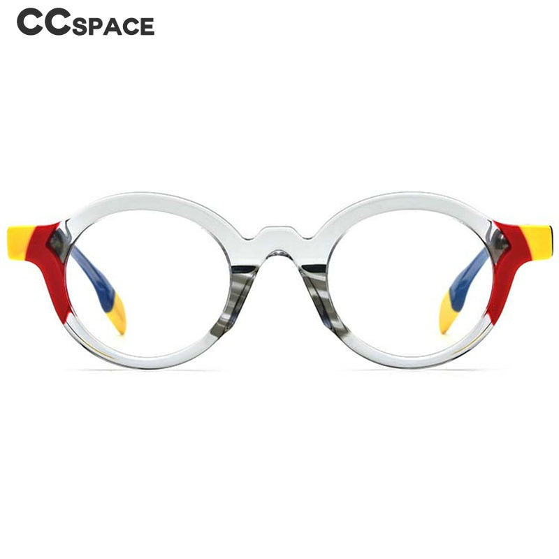 CCspace Unisex Full Rim Round Acetate Eyeglasses 53153 Full Rim CCspace