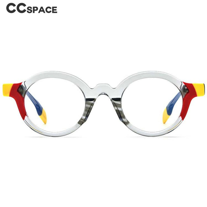 CCspace Unisex Full Rim Round Acetate Eyeglasses 53153 Full Rim CCspace
