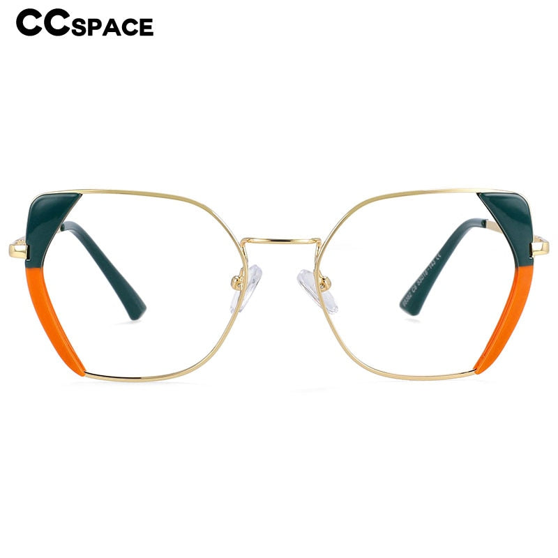 CCspace Women's Full Rim Polygonal Cat Eye Alloy Acetate Frame Eyeglasses 54175 Full Rim CCspace