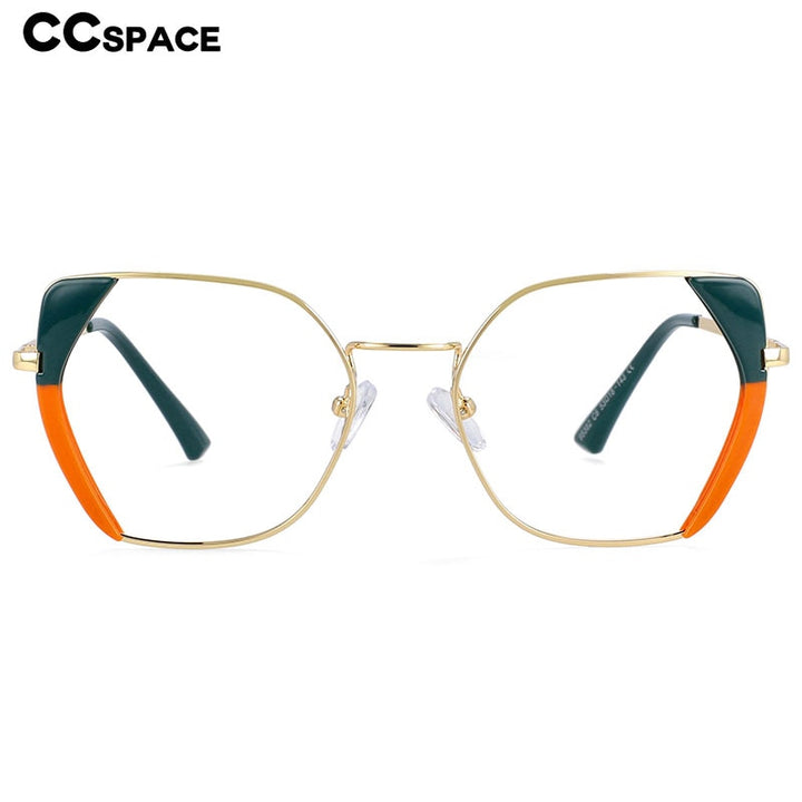 CCspace Women's Full Rim Polygonal Cat Eye Alloy Acetate Frame Eyeglasses 54175 Full Rim CCspace