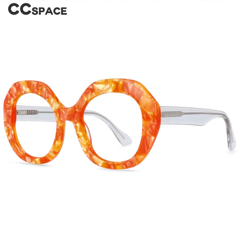 CCspace Women's Full Rim Oversized Round Acetate Frame Eyeglasses 54069 Full Rim CCspace