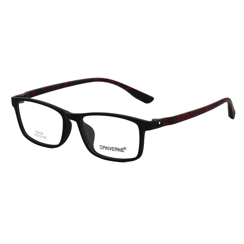 Zirosat Unisex Full Rim Square Ultem Frame Eyeglasses M2039 Full Rim Zirosat black-red