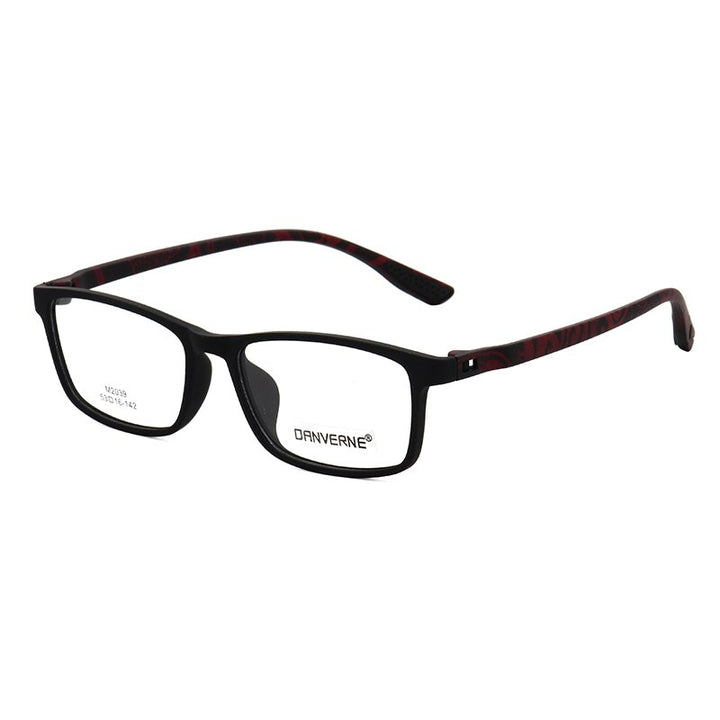 Zirosat Unisex Full Rim Square Ultem Frame Eyeglasses M2039 Full Rim Zirosat black-red