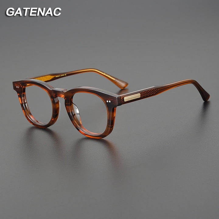 Gatenac Unisex Full Rim Square Round Acetate Eyeglasses Gxyj1078 Full Rim Gatenac