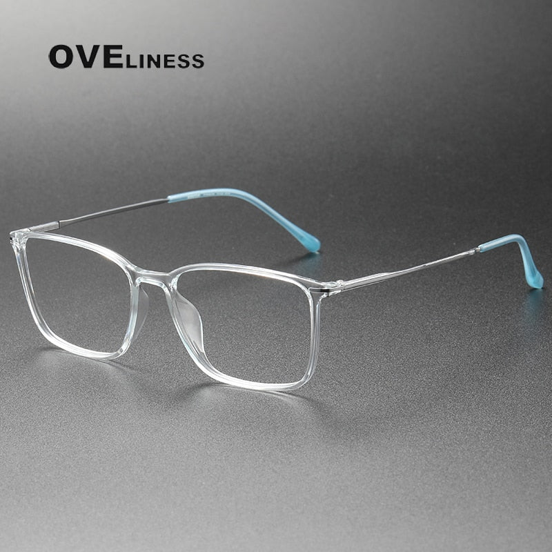 Oveliness Unisex Full Rim Square Acetate Titanium Eyeglasses 8636 Full Rim Oveliness transparent