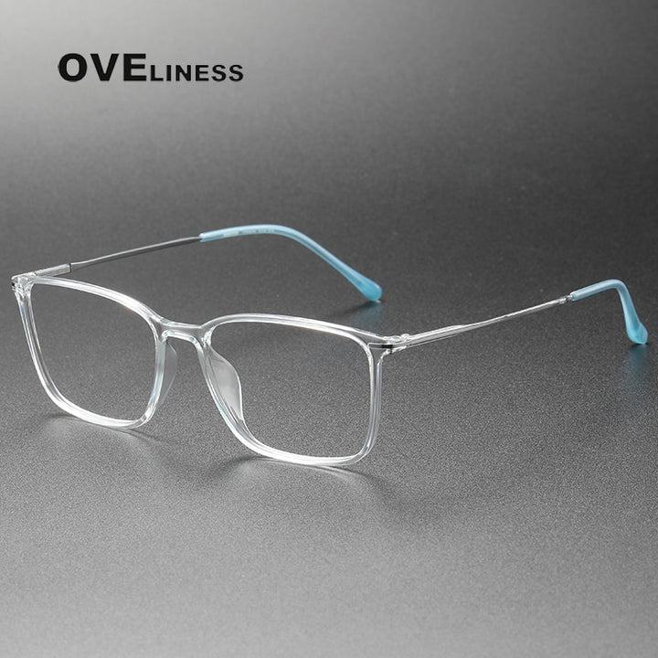 Oveliness Unisex Full Rim Square Acetate Titanium Eyeglasses 8636 Full Rim Oveliness transparent