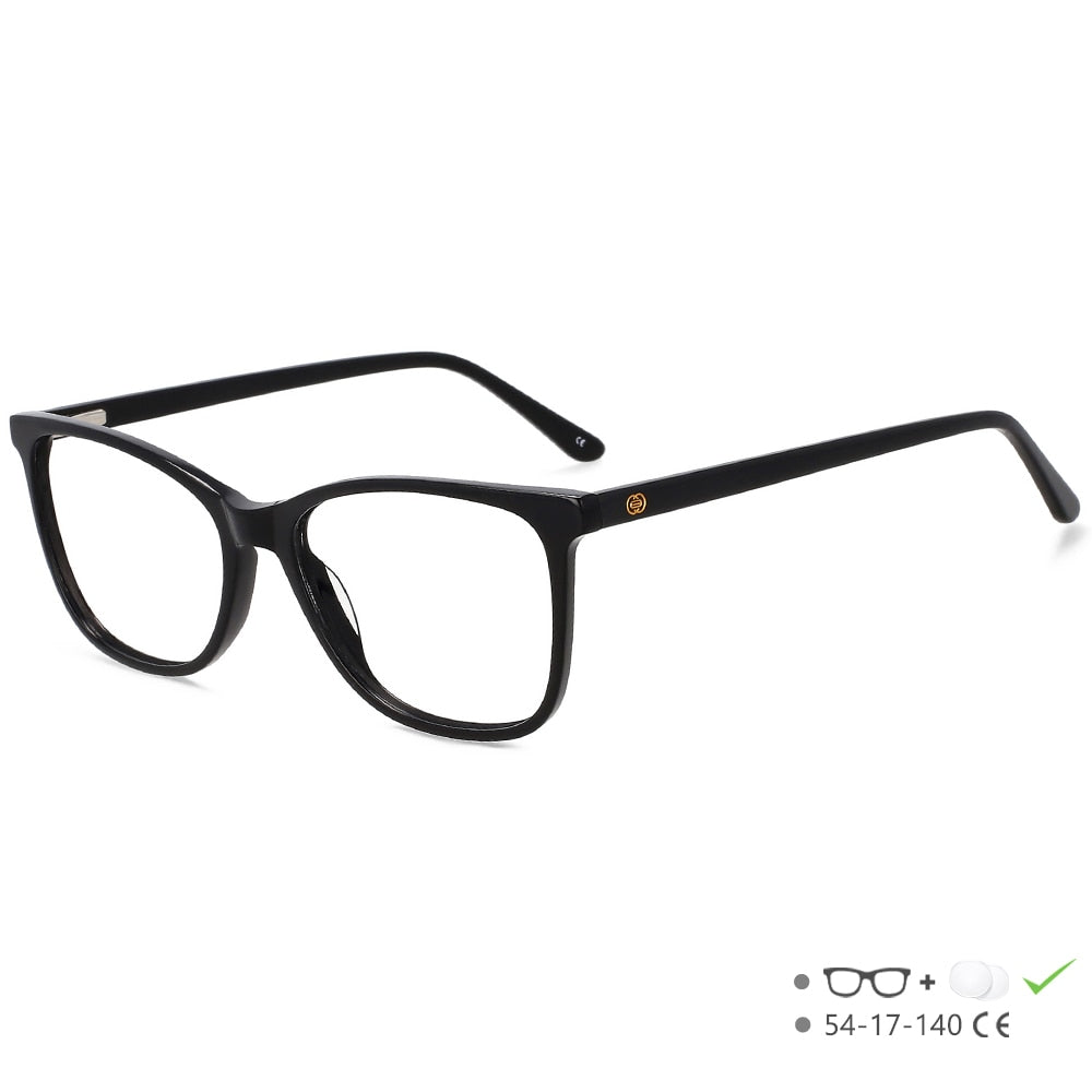 CCspace Unisex Full Rim Square Acetate Eyeglasses 55615 Full Rim CCspace Black China