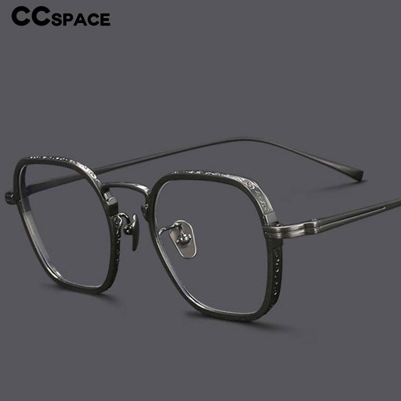 CCspace Unisex Full Rim Irregular Square Titanium Eyeglasses 54974 Full Rim CCspace