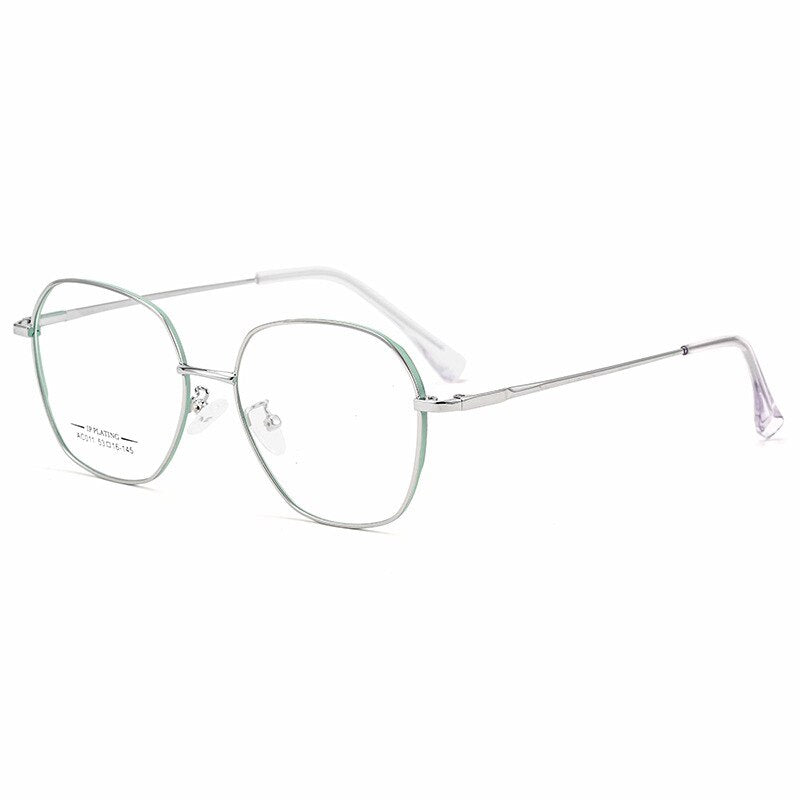 Yimaruili Unisex Full Rim Polygon Square Alloy Frame Eyeglasses AC011 Full Rim Yimaruili Eyeglasses Green Silver
