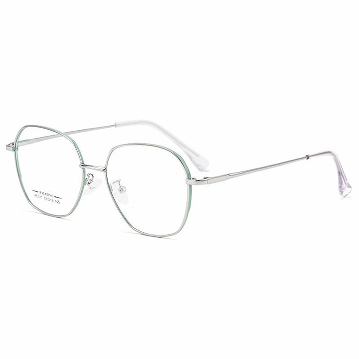 Yimaruili Unisex Full Rim Polygon Square Alloy Frame Eyeglasses AC011 Full Rim Yimaruili Eyeglasses Green Silver