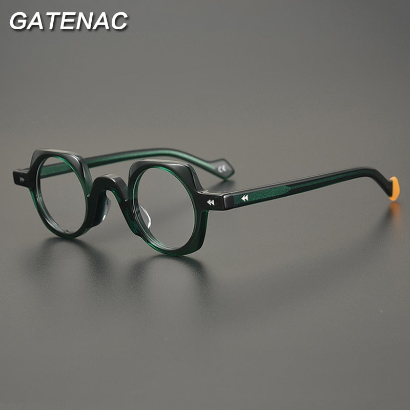 Gatenac Unisex Full Rim Small Round Square Acetate Eyeglasses Gxyj947 Full Rim Gatenac