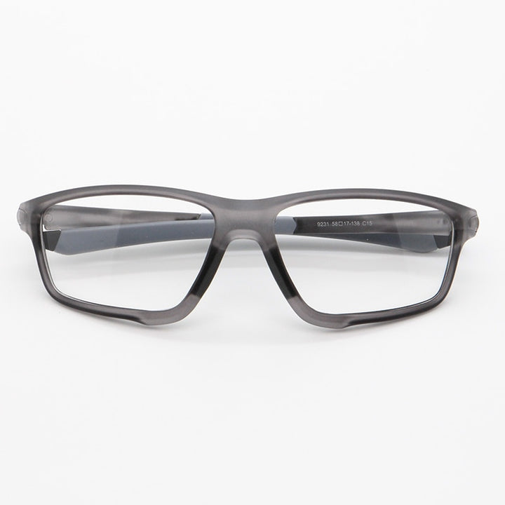 Bclear Unisex Full Rim Irregular Square Tr 90 Titanium Sport Eyeglasses 9231 Full Rim Bclear Light gray