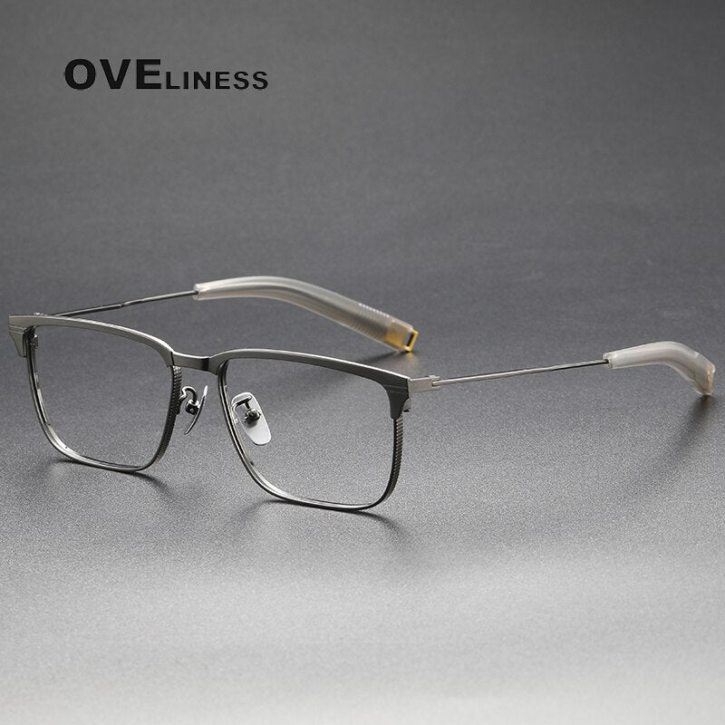 Oveliness Unisex Full Rim Square Acetate Titanium Eyeglasses Lsa104 Full Rim Oveliness light gun
