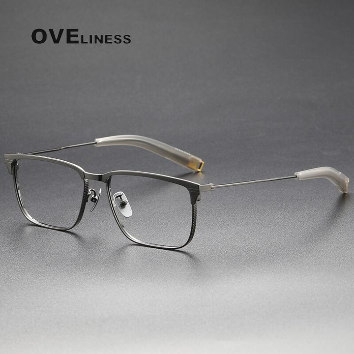 Oveliness Unisex Full Rim Square Acetate Titanium Eyeglasses Lsa104 Full Rim Oveliness light gun
