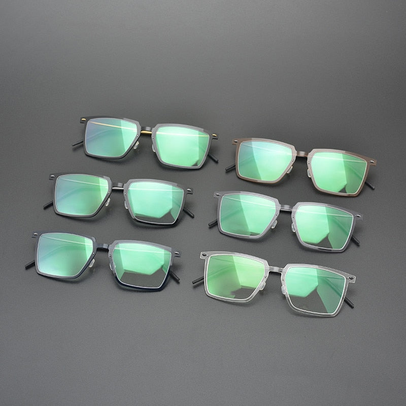 Gatenac Unisex Full Rim Square Acetate Titanium Eyeglasses Gxyj949 Full Rim Gatenac
