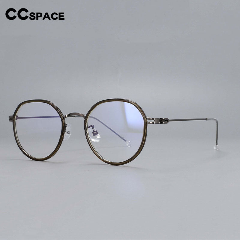 CCspace Unisex Full Rim Irregular Round Tr 90 Titanium Eyeglasses 53262 Full Rim CCspace