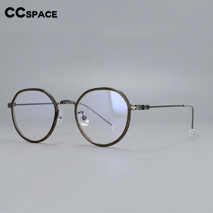 CCspace Unisex Full Rim Irregular Round Tr 90 Titanium Eyeglasses 53262 Full Rim CCspace