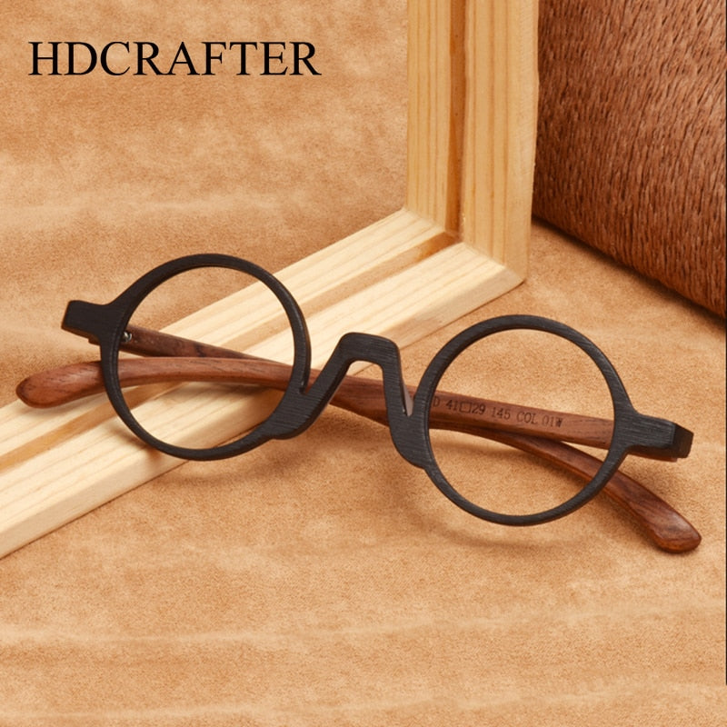 Hdcrafter Unisex Full Rim Round Wood Eyeglasses 5610d Full Rim Hdcrafter Eyeglasses   