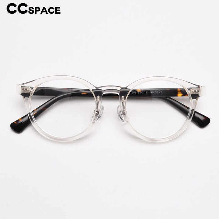 CCspace Unisex Full Rim Round Acetate Eyeglasses 55692 Full Rim CCspace