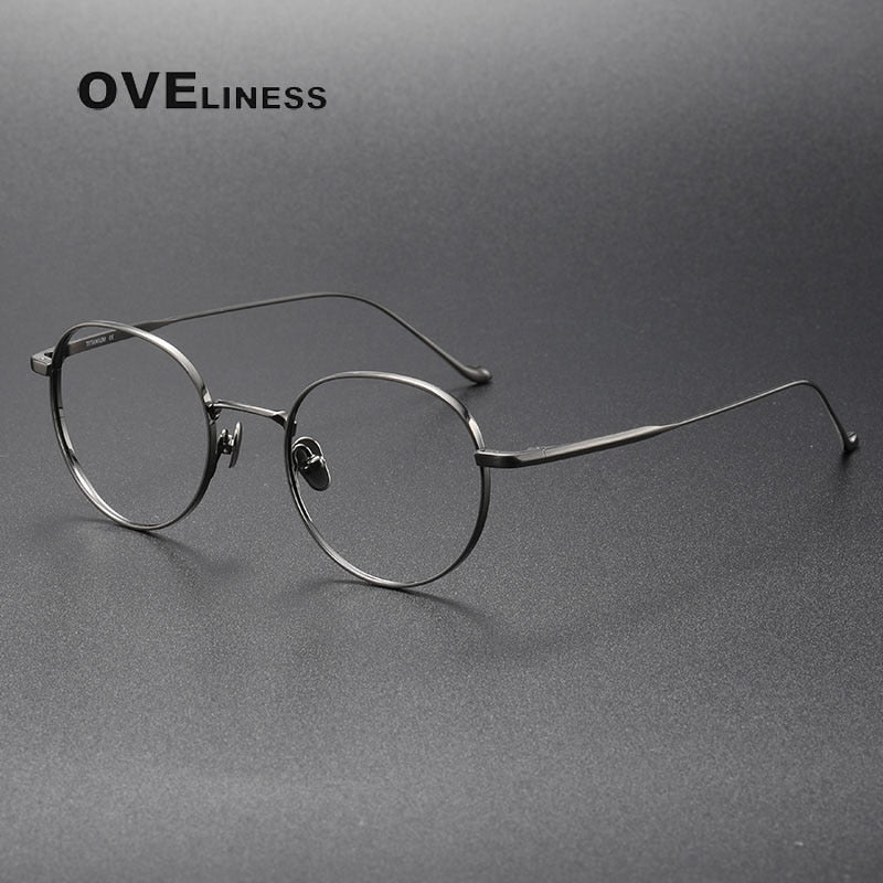Oveliness Unisex Full Rim Round Titanium Eyeglasses Chordc Full Rim Oveliness gun