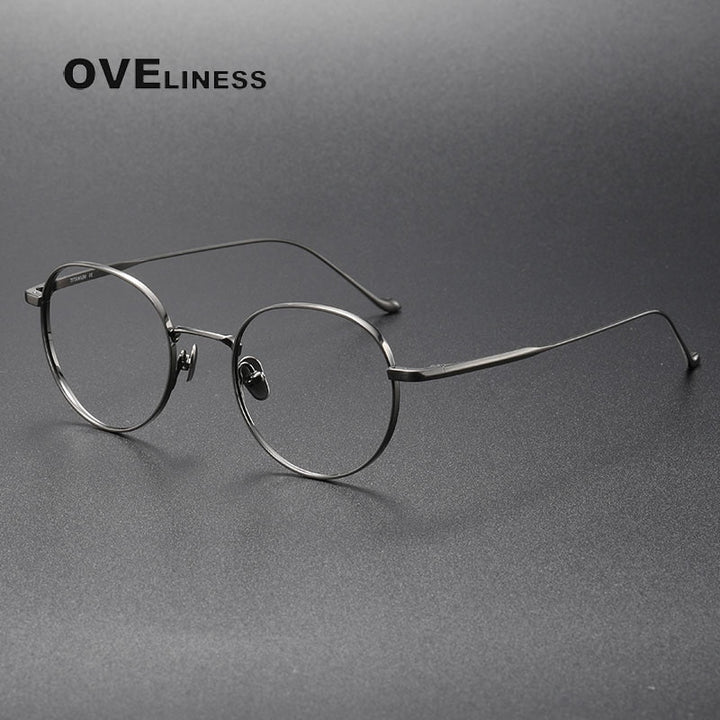 Oveliness Unisex Full Rim Round Titanium Eyeglasses Chordc Full Rim Oveliness gun