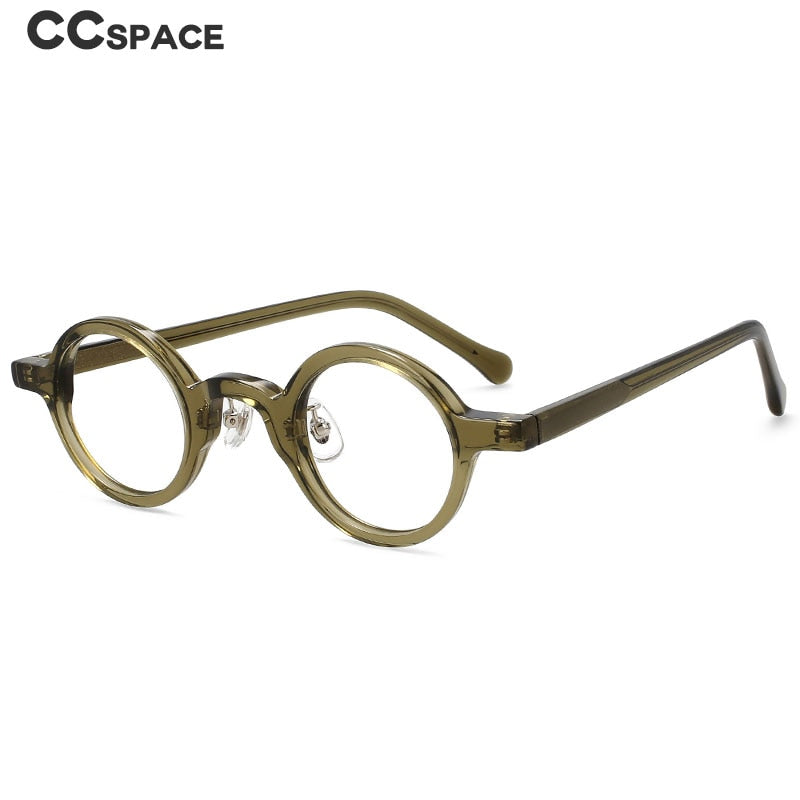 CCspace Unisex Full Rim Round Handcrafted Acetate Eyeglasses 55698 Full Rim CCspace
