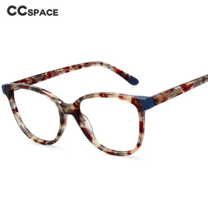 CCspace Women's Full Rim Round Acetate Frame Eyeglasses 54552 Full Rim CCspace