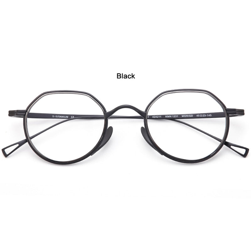 Muzz Unisex Full Rim Round Square Titanium Acetate Eyeglasses 1231 Full Rim Muzz C1