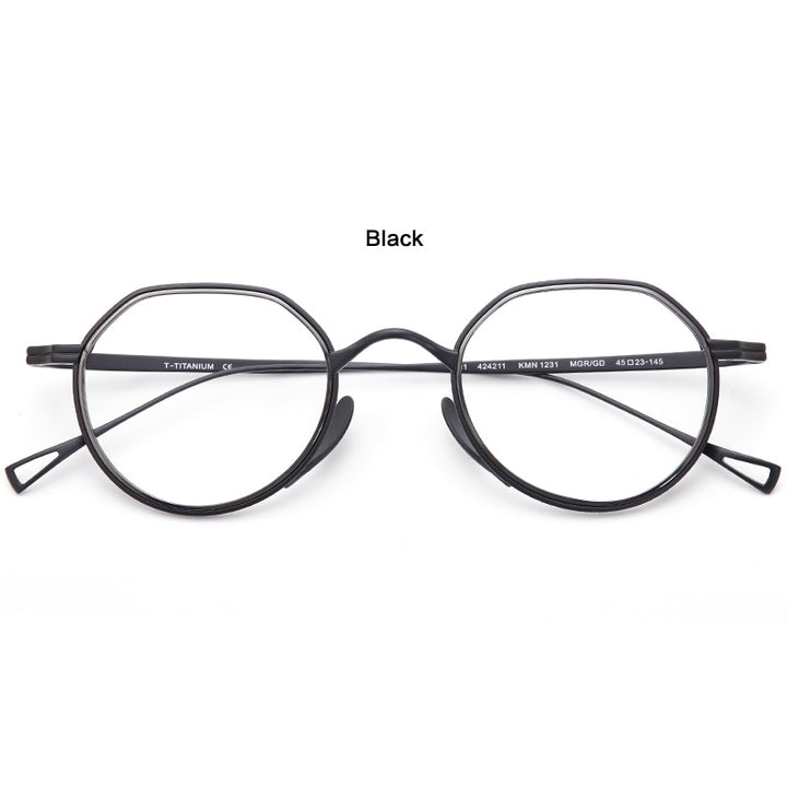 Muzz Unisex Full Rim Round Square Titanium Acetate Eyeglasses 1231 Full Rim Muzz C1