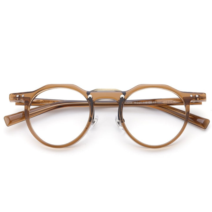 Muzz Unisex Full Rim Round Acetate Frame Double Bridge Eyeglasses 56008 Full Rim Muzz 4