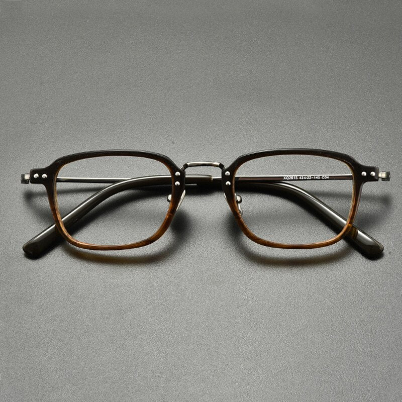 Gatenac Unisex Full Rim Square Titanium Acetate Eyeglasses Gxyj859 Full Rim Gatenac