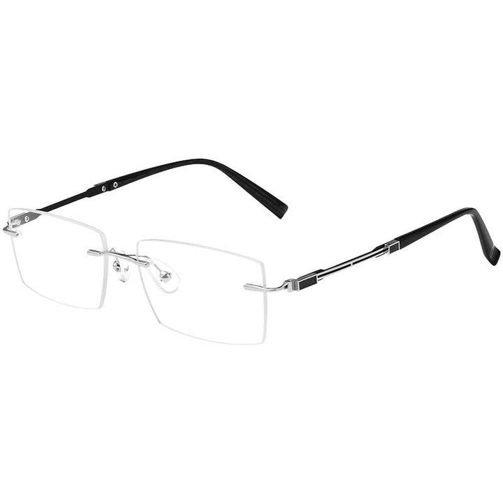 Yimaruili Unisex Rimless Large Square Rectangle Titanium Eyeglasses Z16WK Rimless Yimaruili Eyeglasses