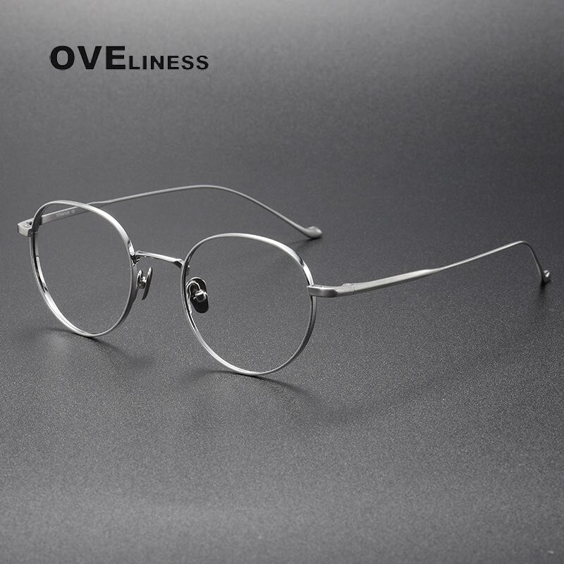 Oveliness Unisex Full Rim Round Titanium Eyeglasses Chordc Full Rim Oveliness silver