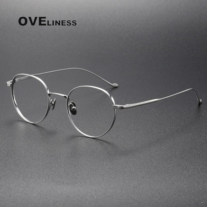 Oveliness Unisex Full Rim Round Titanium Eyeglasses Chordc Full Rim Oveliness silver