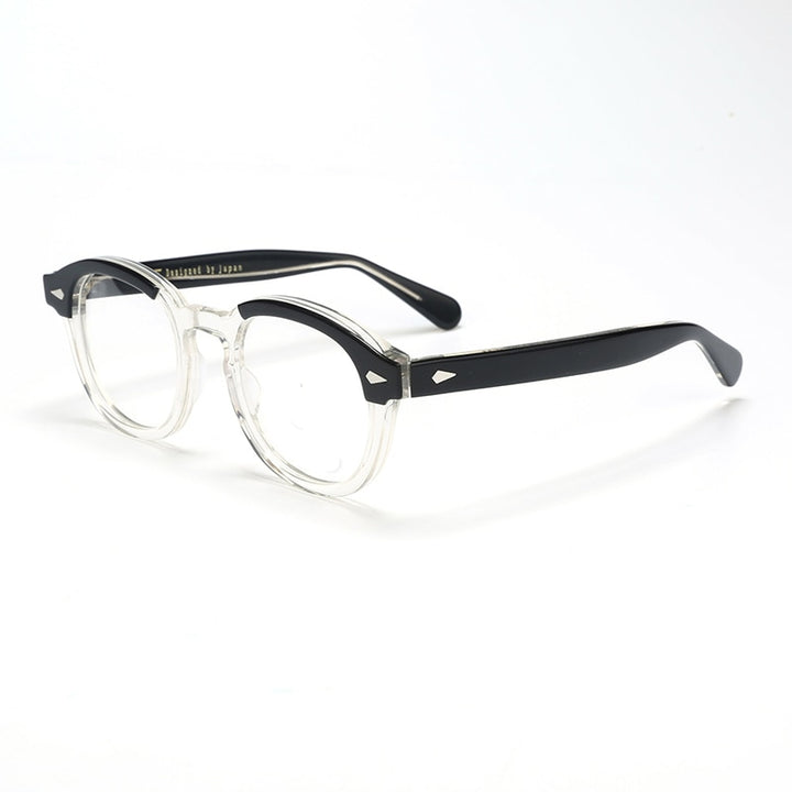 Bclear Unisex Full Rim Round Acetate Three Size S-M-L Frame Eyeglasses 1915 Full Rim Bclear Black Clear Small