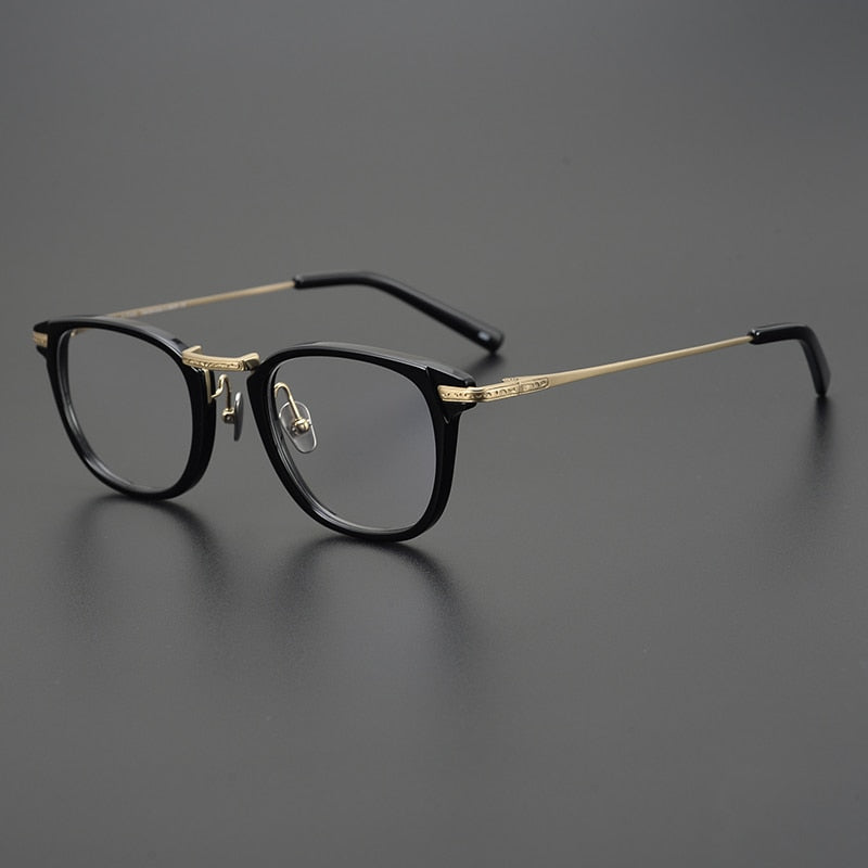 Gatenac Unisex Full Rim Square Titanium Acetate Eyeglasses Gxyj926 Full Rim Gatenac