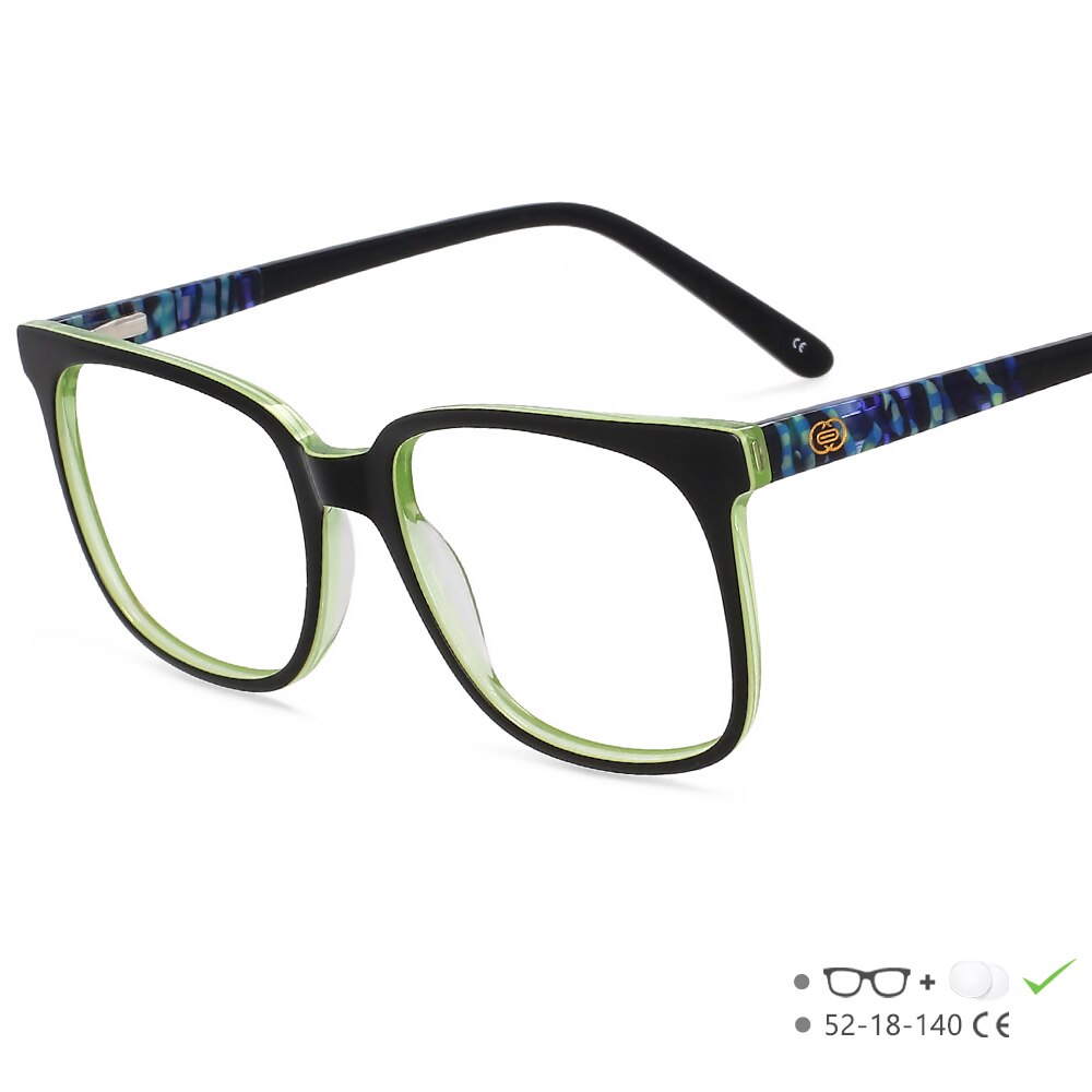 CCspace Unisex Full Rim Square Acetate Eyeglasses 55557 Full Rim CCspace Green China
