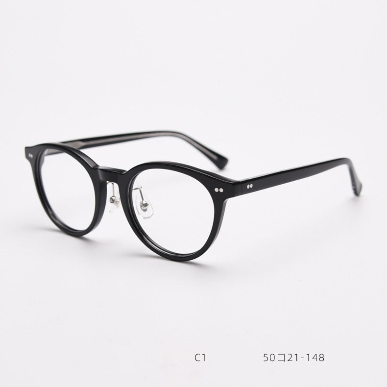 CCspace Unisex Full Rim Round Acetate Eyeglasses 55692 Full Rim CCspace Blakc China