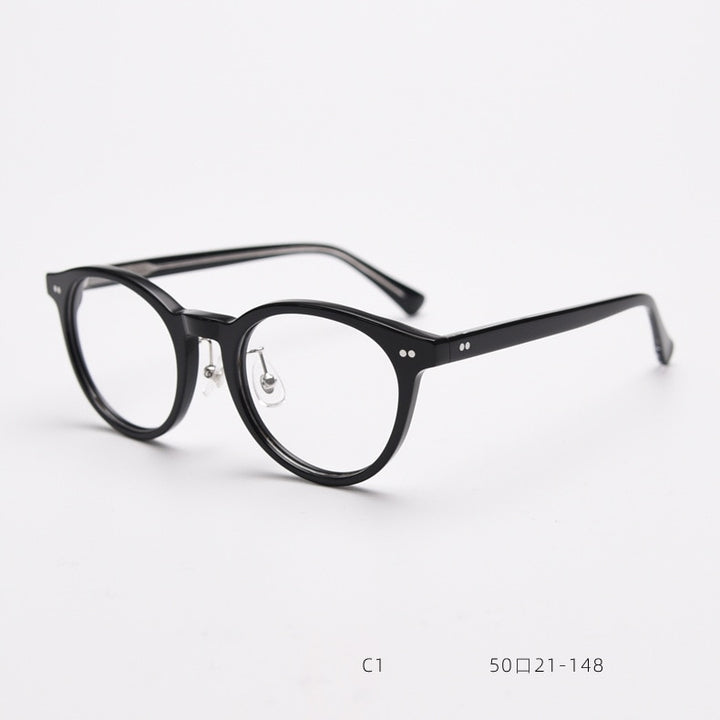 CCspace Unisex Full Rim Round Acetate Eyeglasses 55692 Full Rim CCspace Blakc China