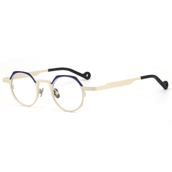 Muzz Unisex Full Rim Small Round Flat Top Titanium Eyeglasses T7759 Full Rim Muzz C1