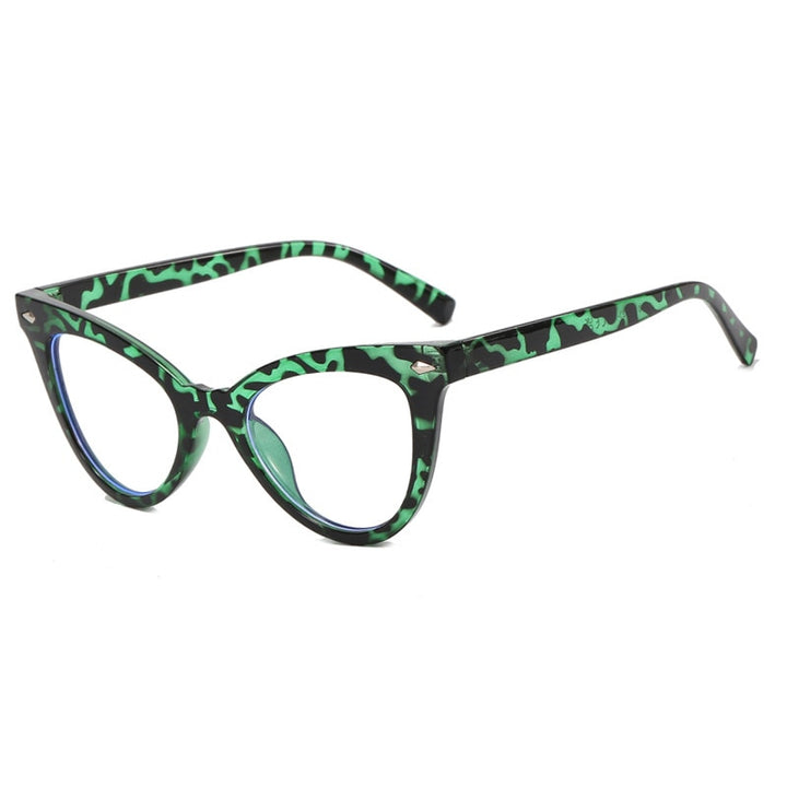 CCspace Women's Full Rim Square Cat Eye Acetate Eyeglasses 55584 Full Rim CCspace Green China