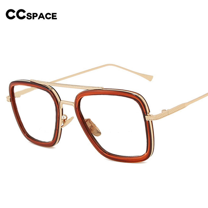 CCspace Unisex Full Rim Square Double Bridge Tr 90 Alloy Eyeglasses 54823 Full Rim CCspace