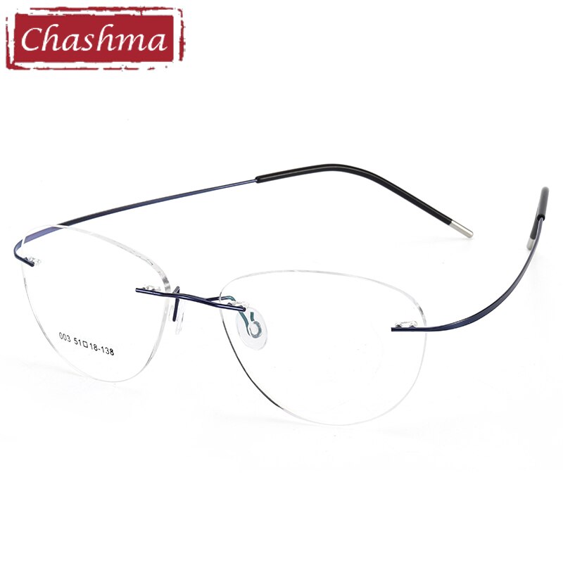 Chashma Unisex Rimless Triangle Square Titanium Eyeglasses 003 Rimless Chashma Blue