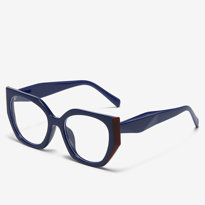 CCspace Unisex Full Rim Square Cat Eye Acetate Eyeglasses 55312 Full Rim CCspace China BlueRed
