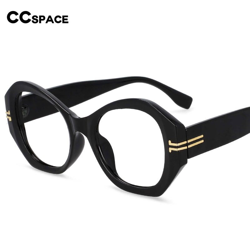 CCspace Unisex Oversized Round Resin Alloy Rivet Frame Eyeglasses 54432 Full Rim CCspace
