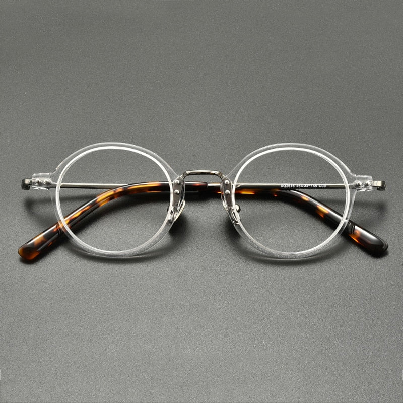 Gatenac Unisex Full Rim Round Titanium Acetate Eyeglasses Gxyj854 Full Rim Gatenac Transparent
