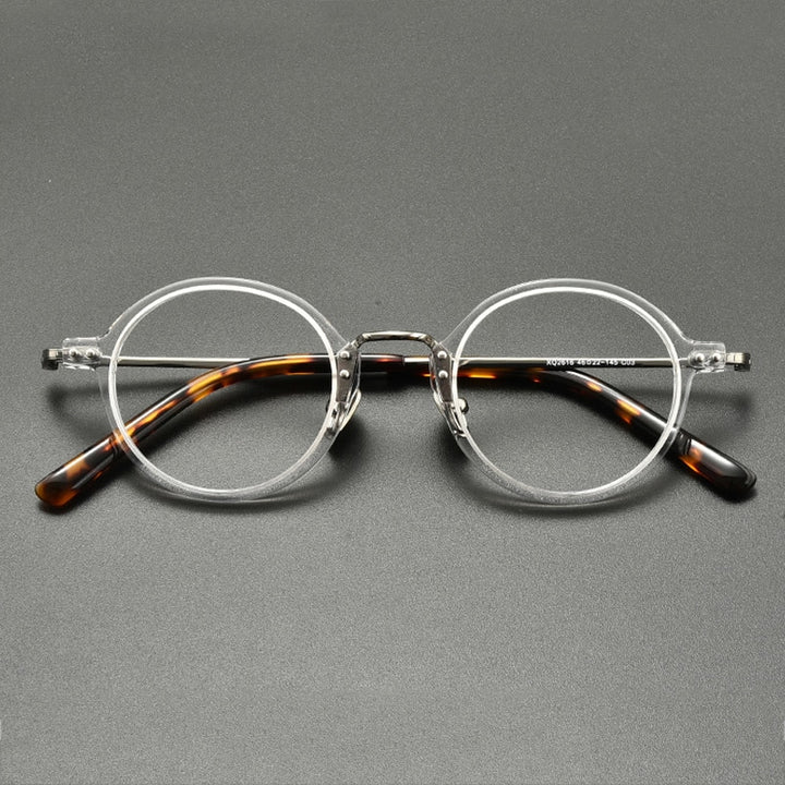 Gatenac Unisex Full Rim Round Titanium Acetate Eyeglasses Gxyj854 Full Rim Gatenac Transparent