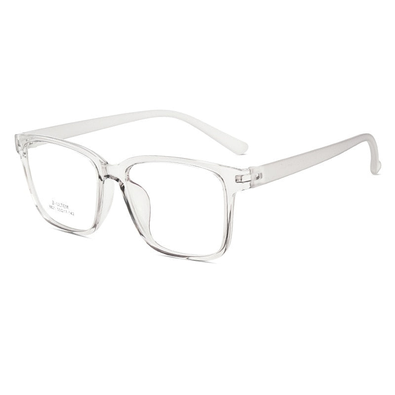 Yimaruili Unisex Full Rim Large Square Screwless Tr 90 Eyeglasses Full Rim Yimaruili Eyeglasses Transparent Gray